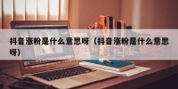 抖音涨粉是什么意思呀（抖音涨粉是什么意思呀）
