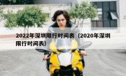 2022年深圳限行时间表（2020年深圳限行时间表）