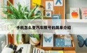 手机怎么查汽车限号的简单介绍