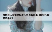 推特显示有推文但看不到怎么回事（推特不能显示推文）