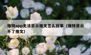 推特app无法显示推文怎么回事（推特显示不了推文）