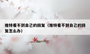 推特看不到自己的回复（推特看不到自己的回复怎么办）