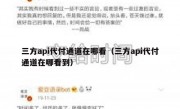 三方api代付通道在哪看（三方api代付通道在哪看到）