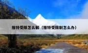 推特受限怎么解（推特受限制怎么办）