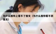 为什么推特上看不了推文（为什么推特看不到推文）