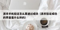 派币手机验证怎么算通过成功（派币验证成功的界面是什么样的）