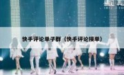 快手评论单子群（快手评论接单）