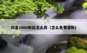 抖音1000粉丝怎么弄（怎么免费涨粉）