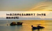 ins自己的评论怎么删除不了（ins不能删除评论吗）