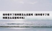 推特看不了视频要怎么设置呢（推特看不了视频要怎么设置呢手机）