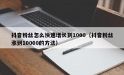 抖音粉丝怎么快速增长到1000（抖音粉丝涨到10000的方法）