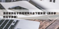 派币审核名字教程视频大全下载安装（派币审核名字步骤）