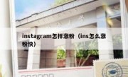 instagram怎样涨粉（ins怎么涨粉快）