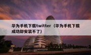 华为手机下载twitter（华为手机下载成功却安装不了）