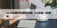 2025年限行轮换时间表（10月新一轮限号）