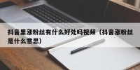抖音里涨粉丝有什么好处吗视频（抖音涨粉丝是什么意思）