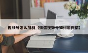 视频号怎么加群（微信视频号如何加微信）