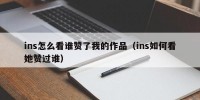 ins怎么看谁赞了我的作品（ins如何看她赞过谁）