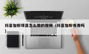 抖音加粉项目怎么做的视频（抖音加粉有用吗）