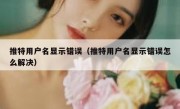 推特用户名显示错误（推特用户名显示错误怎么解决）