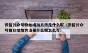 微信公众号粉丝增加方法是什么呢（微信公众号粉丝增加方法是什么呢怎么弄）