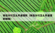 微信分付怎么开通借款（微信分付怎么开通借款额度）