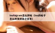instagram怎么转帖（ins的帖子怎么转发到自己主页）