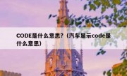 CODE是什么意思?（汽车显示code是什么意思）
