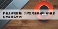 抖音上涨粉丝有什么好处吗是真的吗（抖音涨粉丝是什么意思）