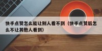 快手点赞怎么能让别人看不到（快手点赞后怎么不让其他人看到）
