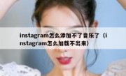 instagram怎么添加不了音乐了（instagram怎么加载不出来）