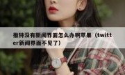 推特没有新闻界面怎么办啊苹果（twitter新闻界面不见了）
