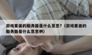 游戏里面的服务器是什么意思?（游戏里面的服务器是什么意思啊）