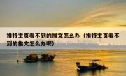 推特主页看不到的推文怎么办（推特主页看不到的推文怎么办呢）