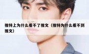推特上为什么看不了推文（推特为什么看不到推文）