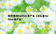 如何查询twitter用户名（怎么看twitter用户名）