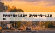 新闻推特是什么意思呀（新闻推特是什么意思呀）