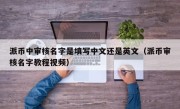 派币中审核名字是填写中文还是英文（派币审核名字教程视频）