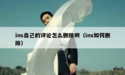 ins自己的评论怎么删除啊（ins如何删除）