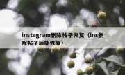 instagram删除帖子恢复（ins删除帖子后能恢复）