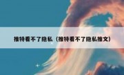 推特看不了隐私（推特看不了隐私推文）