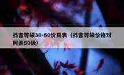 抖音等级30-60价目表（抖音等级价格对照表50级）