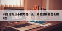 抖音涨粉丝小技巧是什么（抖音涨粉丝怎么赚钱）