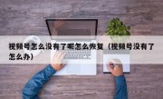 视频号怎么没有了呢怎么恢复（视频号没有了怎么办）