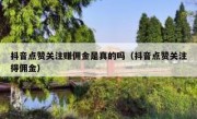 抖音点赞关注赚佣金是真的吗（抖音点赞关注得佣金）