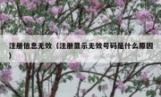 注册信息无效（注册显示无效号码是什么原因）