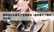 推特为什么看不了全部推文（推特看不了推文怎么办）
