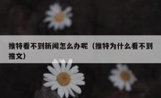 推特看不到新闻怎么办呢（推特为什么看不到推文）