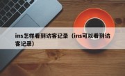 ins怎样看到访客记录（ins可以看到访客记录）