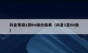 抖音等级1到60级价格表（抖音1至60级）